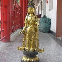 Bi002073 3" ТИБЕТ Бронзовый gild золотой Будда 11 паштет странно гуань инь Гуань инь Бодхисаттвы