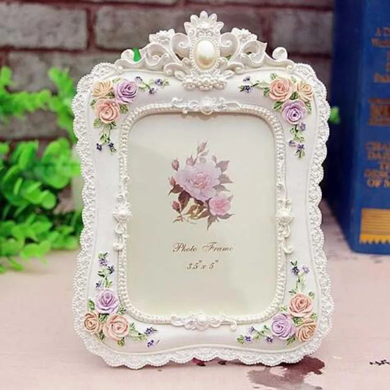 6 дюймов 7 дюймов рамка для фотографий Европейский стиль смола цветок розы фоторамка овальная Прямоугольная форма рамки для свадебных подарков домашний декор