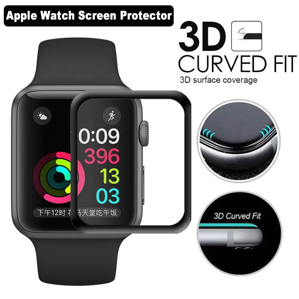 

3D Curved Full Cover Tempered Glass For Apple Watch 4 Full Screen Protector Cover 40mm 44mm 9H Glass Film for iWatch 4