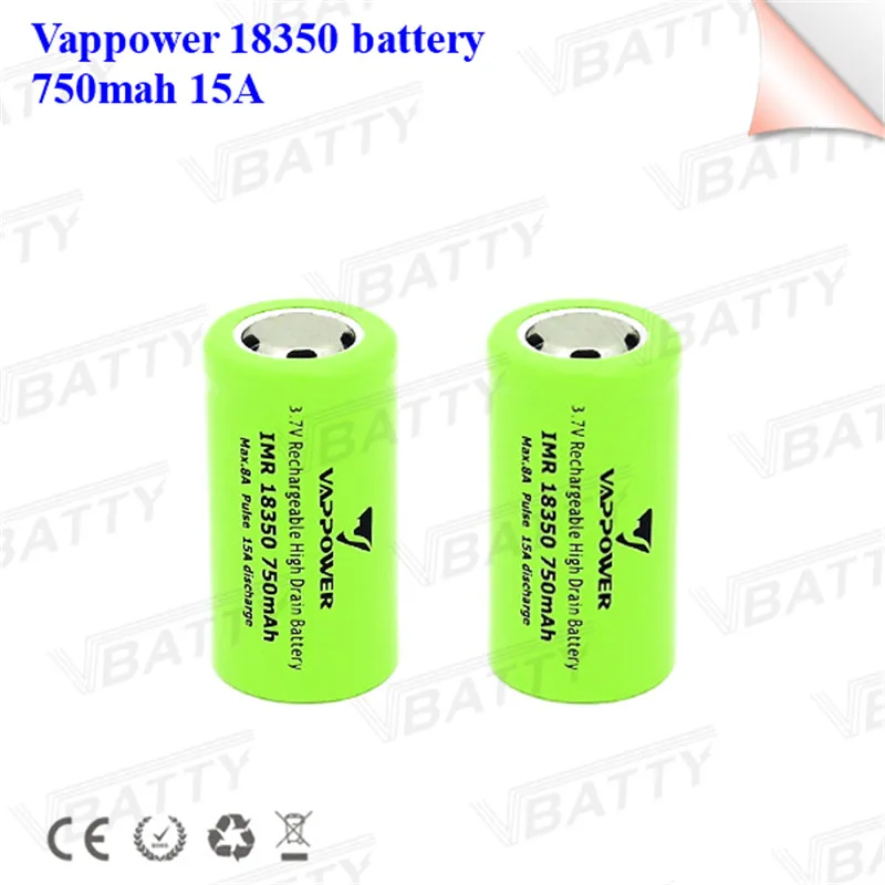 Vappower IMR 18350 750mah 8A 1