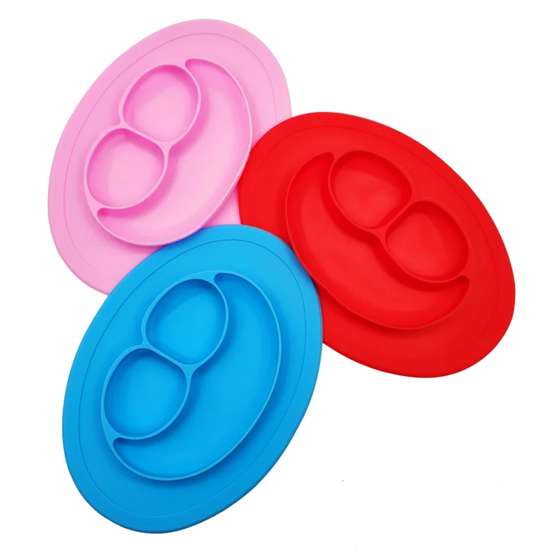 Baby Silicone Dining Plates Food Grade Toddle Dishes Cute Smile Face Lunch Tableware Children Fruit Tray Baby Kids Feeding Bowl