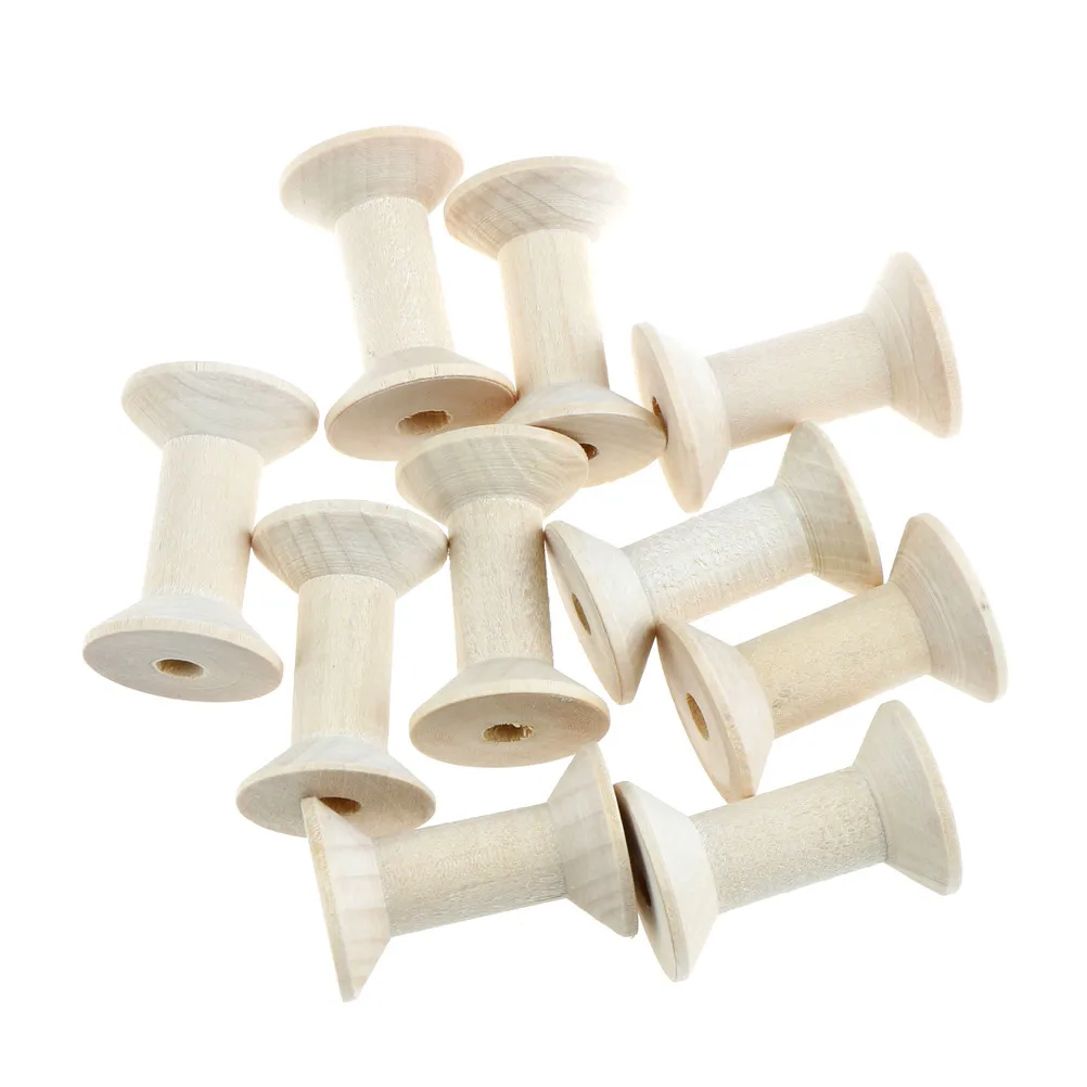 10Pcs Wooden Bobbins Spools Reels Organizer For Sewing Ribbons Twine Wood CrHFUK 10Pcs Wooden Bobbins Spools Reels Organizer For Sewing Ribbons Twine Wood CrHFUK