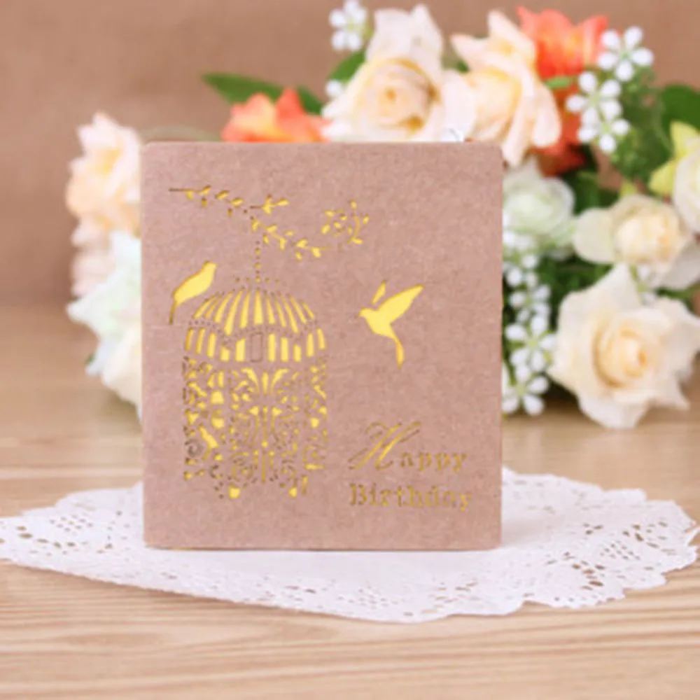 

1pcGood Folding Kraft Paper Greeting Card Best Wishes Happy Birthday Blessing Greeting Message Card Christmas Halloween Cards