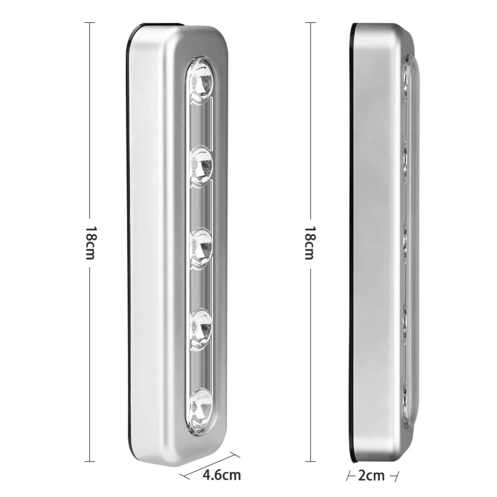  5-LED Night Light White LEDs Power By 3 x AAA Battery Lamp With Self-adhesive Sticky Tapes Easy Ins - 32957358711