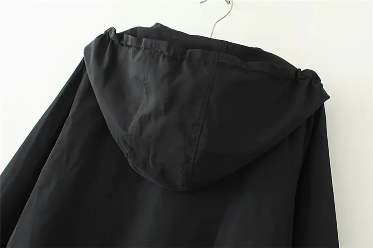 Модная женская куртка с капюшоном большого размера, Весенняя Осенняя свободная ветровка с длинным рукавом, Женские повседневные топы, короткая верхняя одежда G325