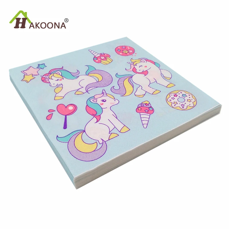 

HAKOONA Unicorn Paper Napkins Disposable Portable Halloween Christmas decorations for home Children's Birthday