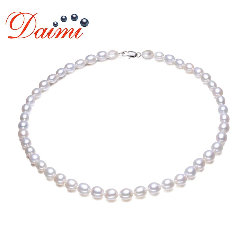 

2019 Sale Natural Pearl Necklace 6-7mm Rice Pearl Choker Necklaces Small Single Pearl Necklace