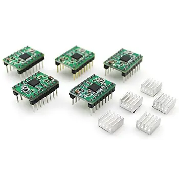 

5Pcs/lot Green Stepper Driver A4988 Stepper Motor Driver Module with Heatsink for 3D Printer Reprap Free shipping
