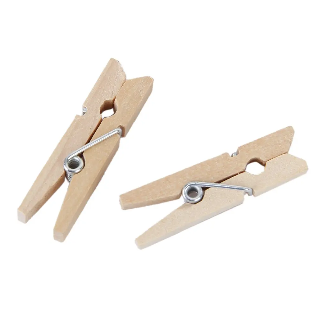 Approx. 50pcs Multifunctional Wooden Laundry Pegs Clothes Paper Clips