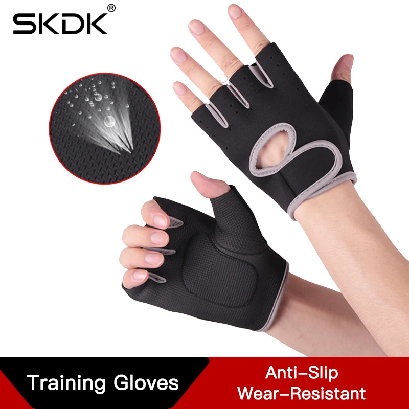 SKDK Weight Lifting Silica Gel Anti-Skid Sports Workout Gloves Gym Fitness Gloves Breathable Body Building Training Wrist Gloves