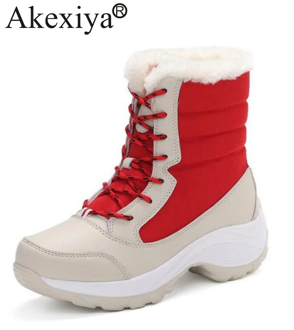 

Akexiya Big Size 25.5cm Winter Women Snow Boots Running Shoes Lace Up Sport Shoes Girls Platform Woman Outdoor Sneakers