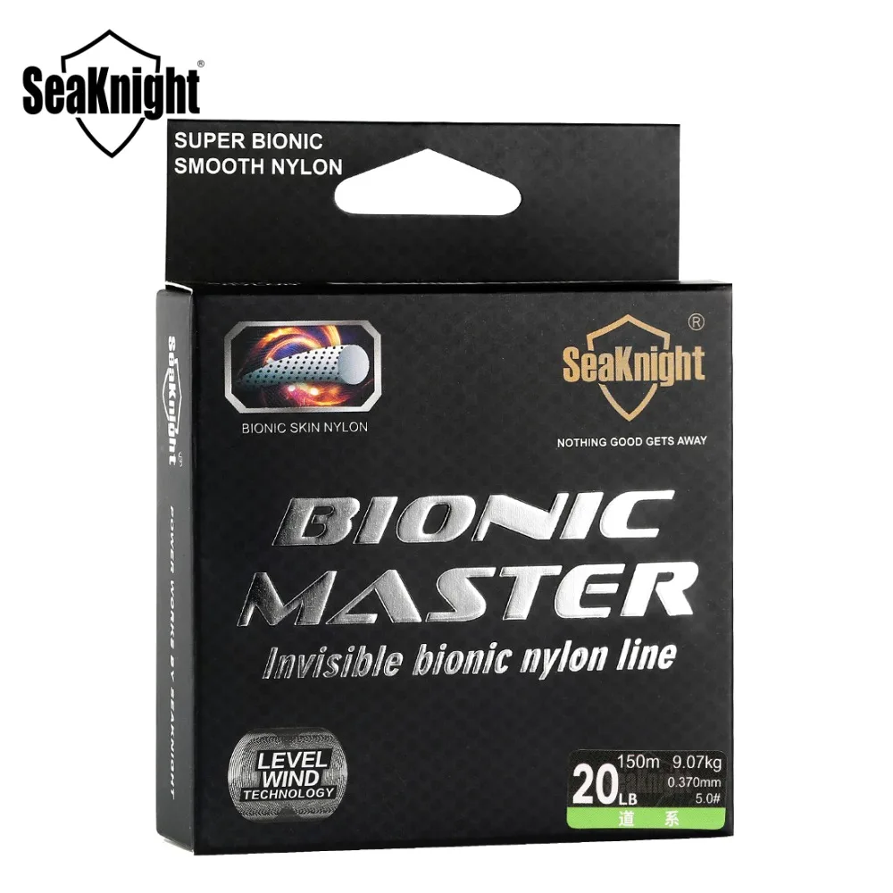 19 SeaKnight BIONIC MASTER 150 м 164Yds нейлоновая леска 0,104-0,405 мм 2-25LB зеленый серый цвет мононити спекл рыболовные снасти для карпа