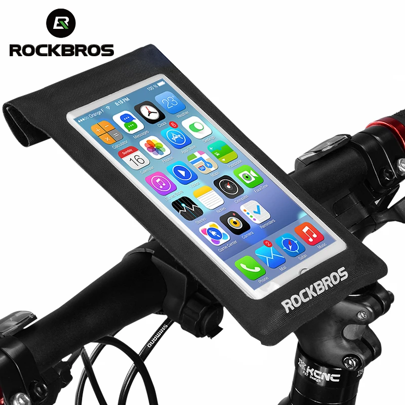 

ROCKBROS Touch screen Bicycle Phone Bag Cycling Bike Bag Handlebar Front Head Tube Waterproof Pannier Mobile Smartphone 6.0 Bag