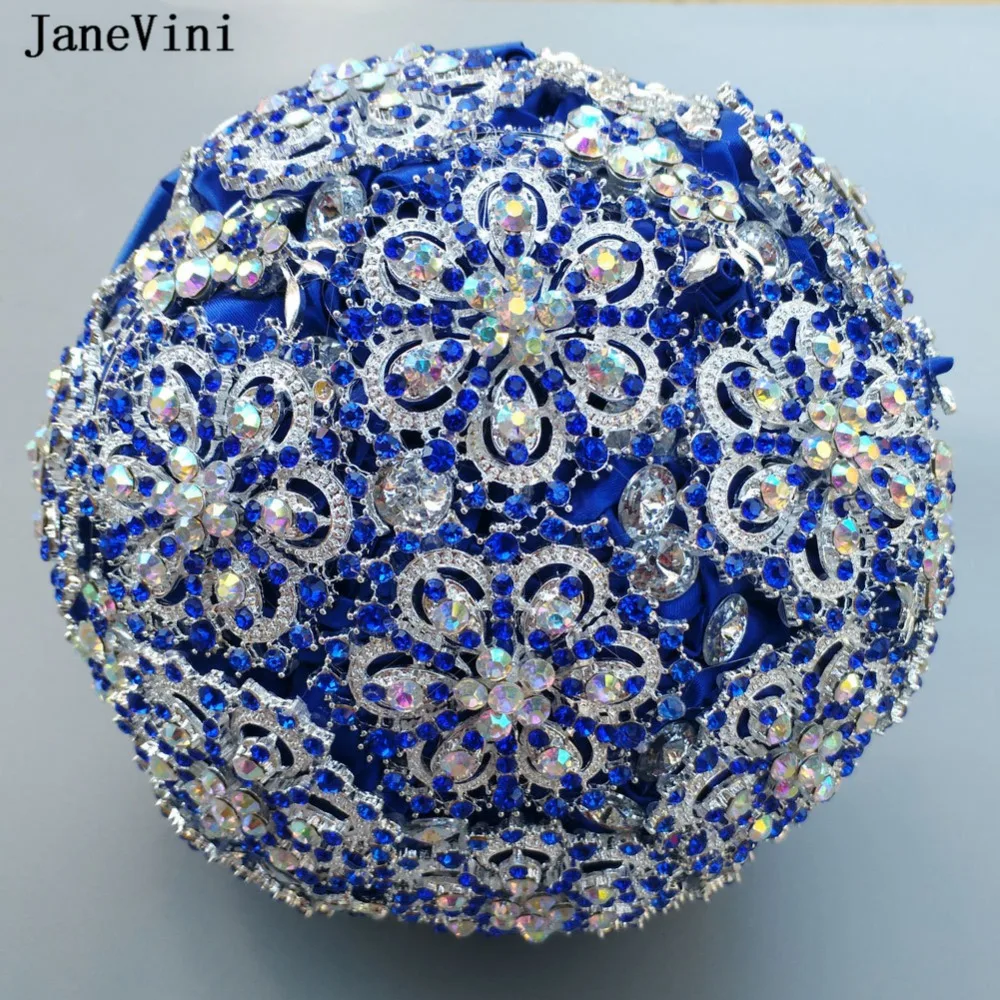 

JaneVini 2018 Luxurious Bridal Bouquets Artificial Satin Wedding Bouquets Rhinestone Bridal Flowers for Wedding Party Ramo Novia