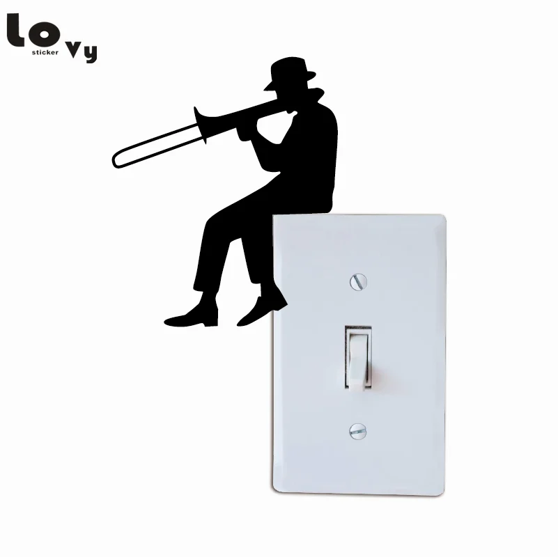 

Man Playing Trombone Silhouette Light Switch Sticker Music Art Vinyl Wall Stickers for Music Room Bedroom Home Decor