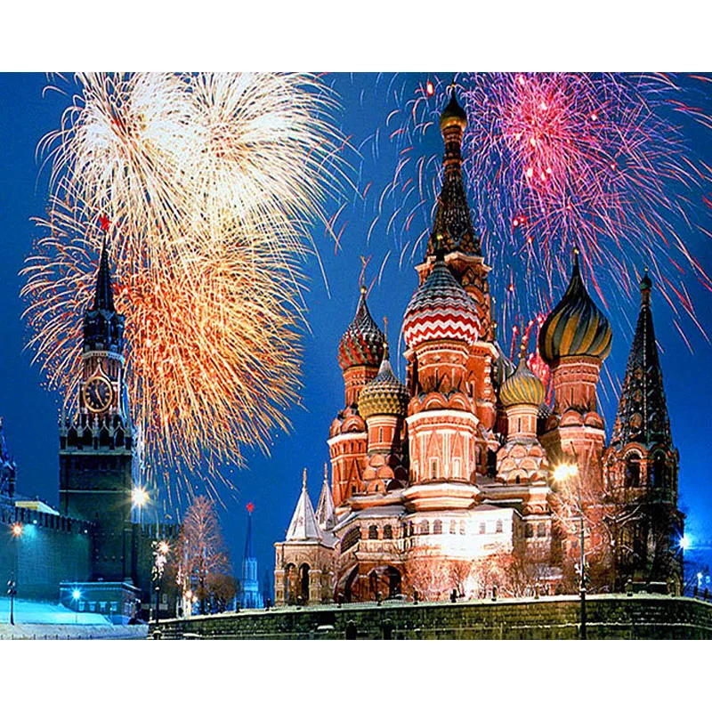 

5D DIY Diamond Painting Full Square Drill "Russian Kremlin" 3D Embroidery Cross Stitch Mosaic Home Y1330