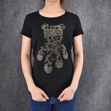 Повседневные женские футболки, цветной стеклянный медведь, принт, топы, футболки с коротким рукавом, летняя тонкая уличная одежда больших размеров, футболка для девочек