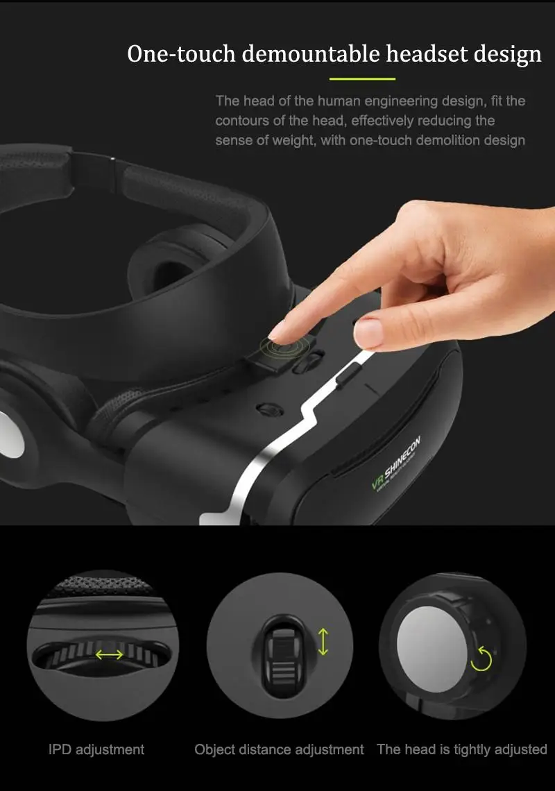 Новые 3D очки VR коробка с наушников виртуальной реальности 3D видео очки VR шлем для 4,5-6,0 дюймов iPhone /Android/фильмы