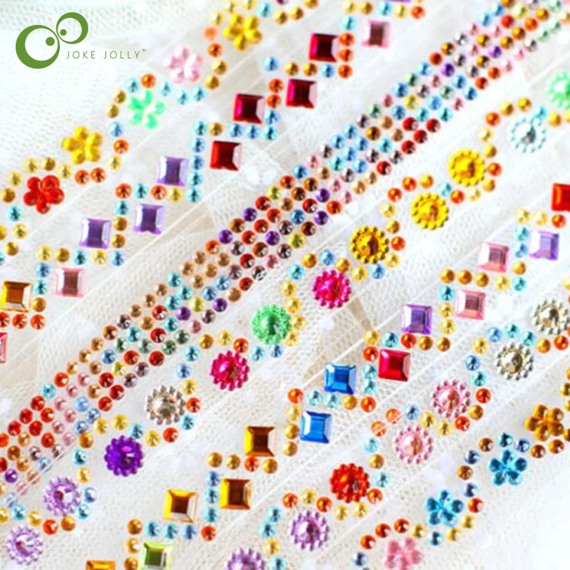 

4Pcs/lot Crystal Diamond Stickers Tape Sheets DIY Hand Craft Materials Scrapbook Album Photo frame Decoration 50cm GYH