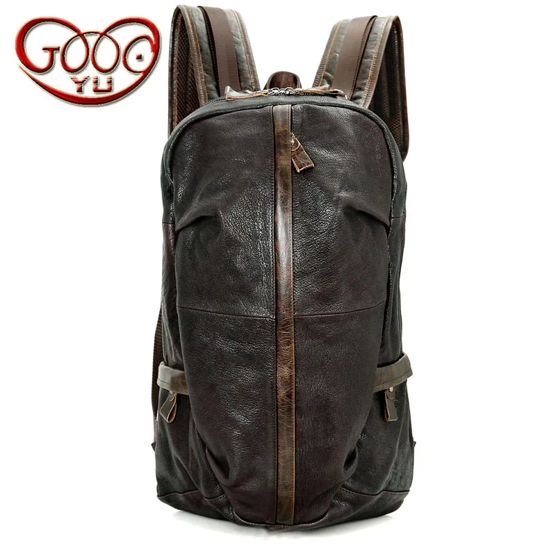 Fashion personality solid color leather cylinder long section large capacity backpack