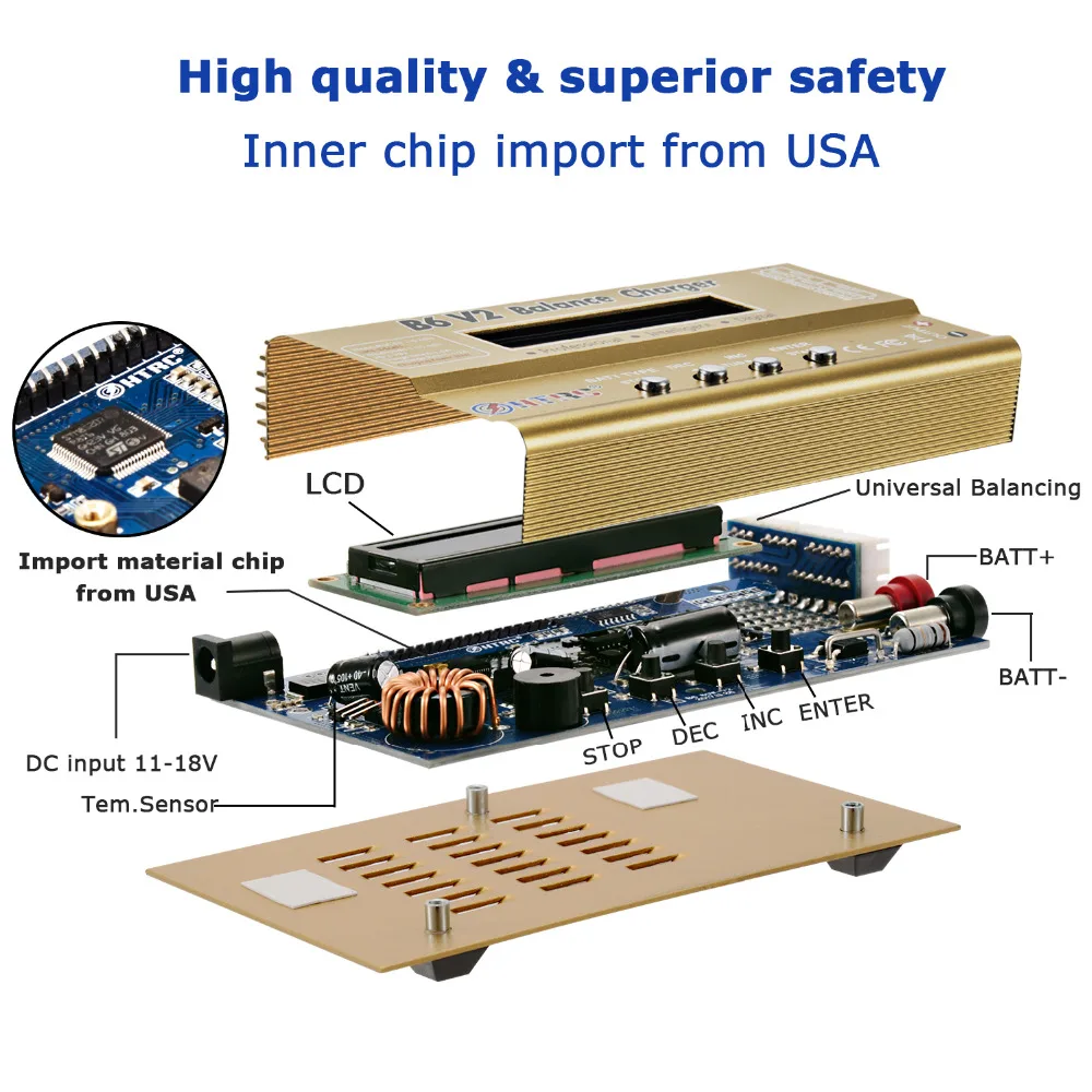 LiPo Battery Charger LED Balance Discharger HTRC Imax B6 V2 80W 6A DC11-18V for Lipo Li-ion LiFe NiCd NiMH LiHV PB Smart Battery