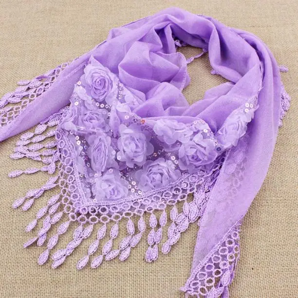 Sunfree Лидер продаж женские вышитые тригонометрических мыс шарф нагрудник кисточкой Шелковый шарф Фирменная Новинка Высокое качество 23 декабря - Цвет: purple