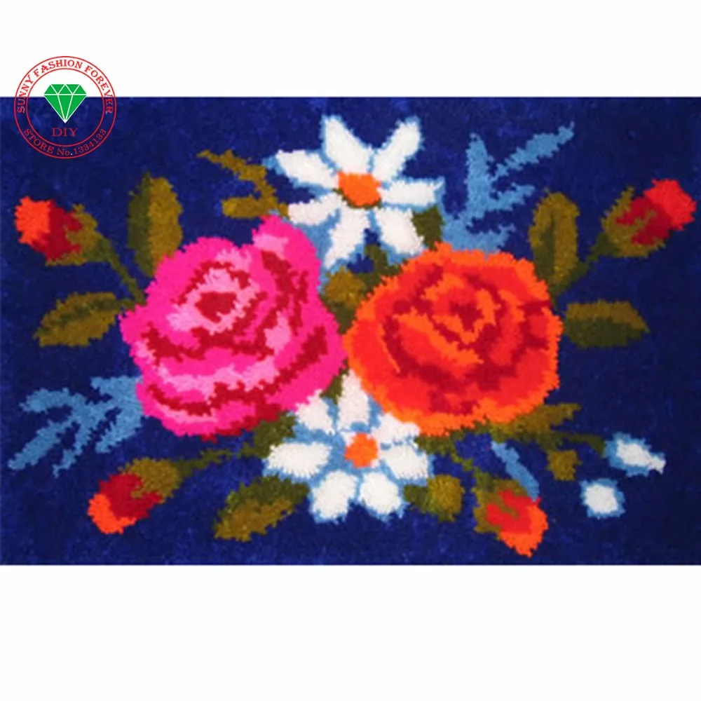 Flower Rose Latch hook rug kits Needlework rugs carpets embroidery