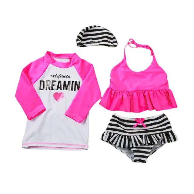 Best Offers 4-9 years children swimwear Sunscreen girl swimwear baby kids biquini infantil swimsuit bikini girl 2018 New summer bathing suit