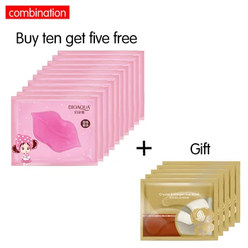 

10P Crystal Collagen Lip Mask+Gift 5P Eye mask Collagen anti-aging Wrinkle Moisture Essence gel Pad Patch ENHANCER GEL Lips Care