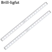 На батарейках 20 светодиодная подсветка под шкаф беспроводной PIR датчик движения Ночной светильник для кухни спальни шкаф настенный светильник