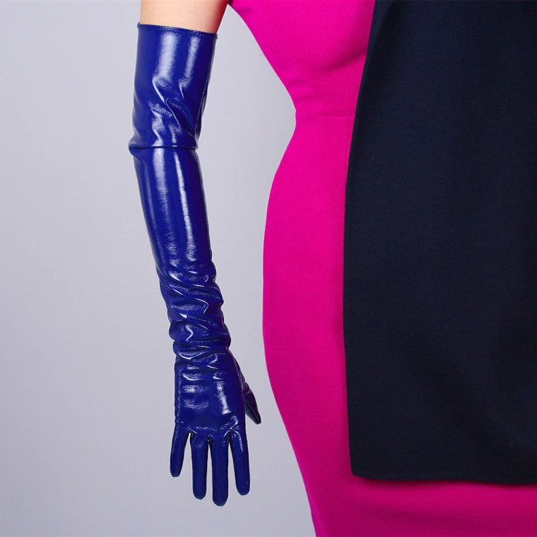 Лакированная кожа супер длинные перчатки длинный отрезок локоть ПУ моделирование женские кожаные перчатки прилипание руки зеркало яркий