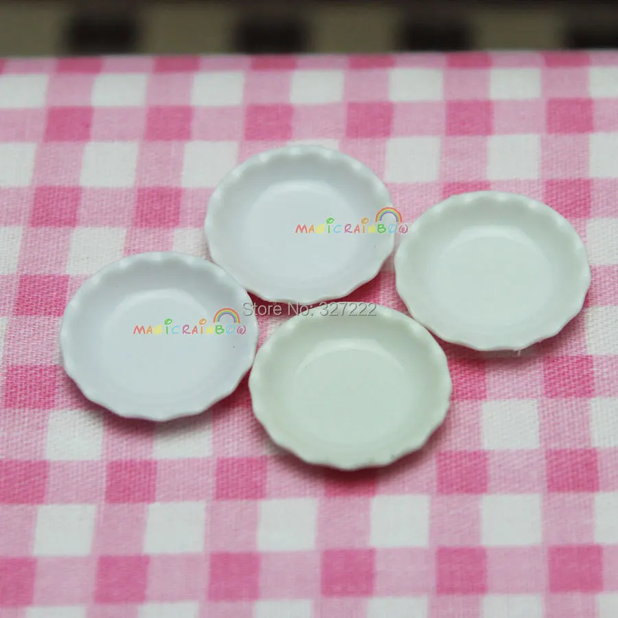

4pc Small Dishes Plates Mini Kitchen Dining Room White Dollhouse Miniature 1:12