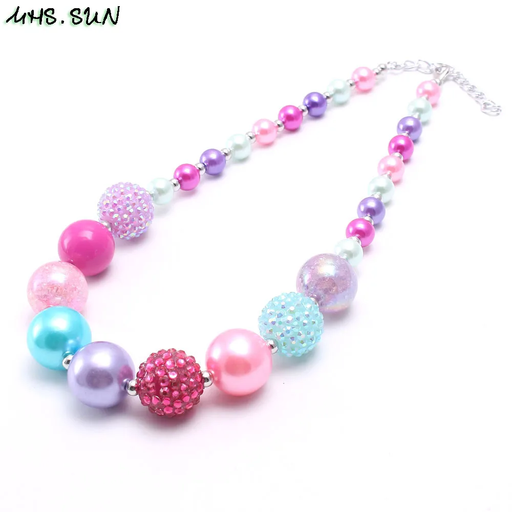 

MHS.SUN New arrival child chunky beads necklace colorful girls bubblegum necklace handmade jewelry for kids toy gift 1pcs