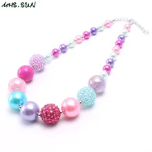 Mhs. sun nova chegada criança chunky grânulos colar colorido meninas bubblegum colar feito à mão jóias para crianças brinquedo presente 1 pçs
