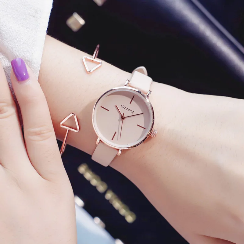 

Luxury Brand Women's Fashion Quartz Watch Simple Dial Ladies Wristwatches High Quality Red Leather Strap Female Watches