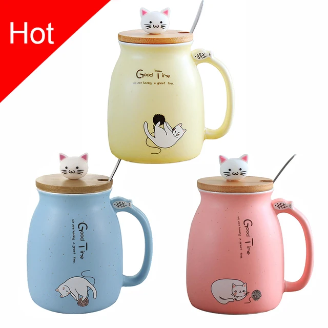 Creativo del gatto di colore resistente al calore Tazza di cartone animato con c Creativo del gatto di colore resistente al calore Tazza di cartone animato con c