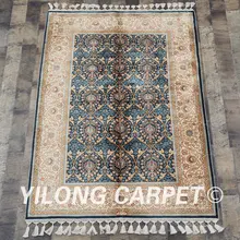 Yilong 3.5 'x5. 2' синий ручной работы, восточные Ковры шелк Античная персидский Ковры(cqg01a3.5x5.2