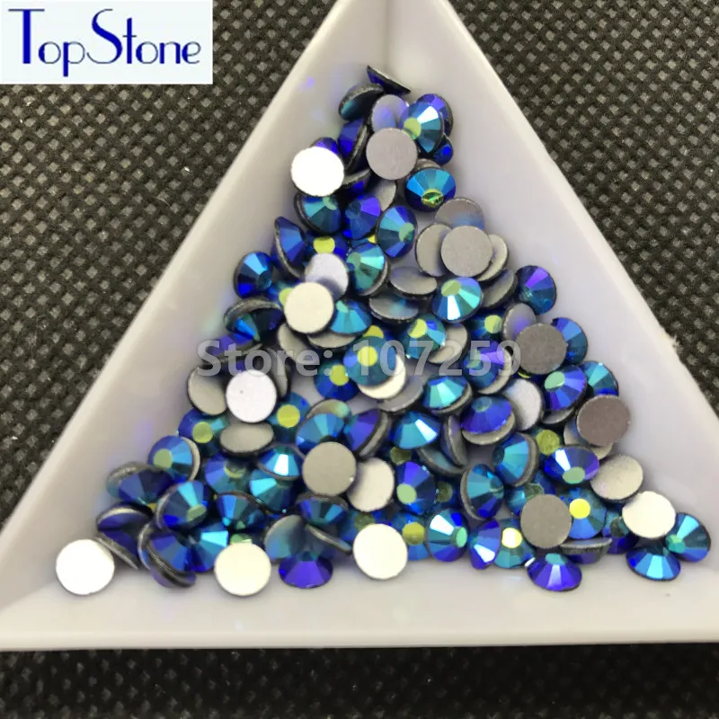TopStone Изумрудный темно зеленый цвет AB Стандартный круглый стеклянный кристалл с