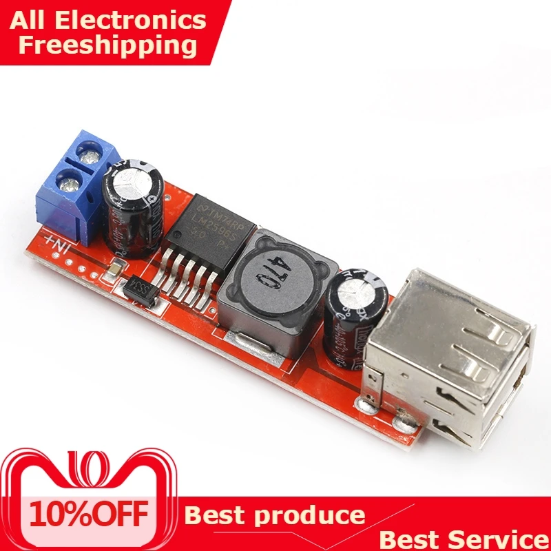 

DC 6V-40V To 5V 3A Double USB Charge DC-DC Step-down Converter Module For Vehicle Charger LM2596 Dual USB