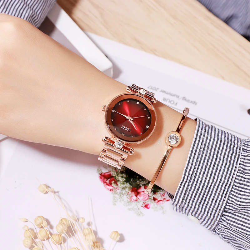 GEDI Rosegold кварцевые для женщин часы лучший бренд класса люкс женские модные