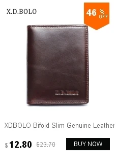 X.D.BOLO Genuine Cowhide Leather Men Wallet Trifold Wallets Fashion Design Brand Purse ID Card Holder With Zipper Coin Pocket