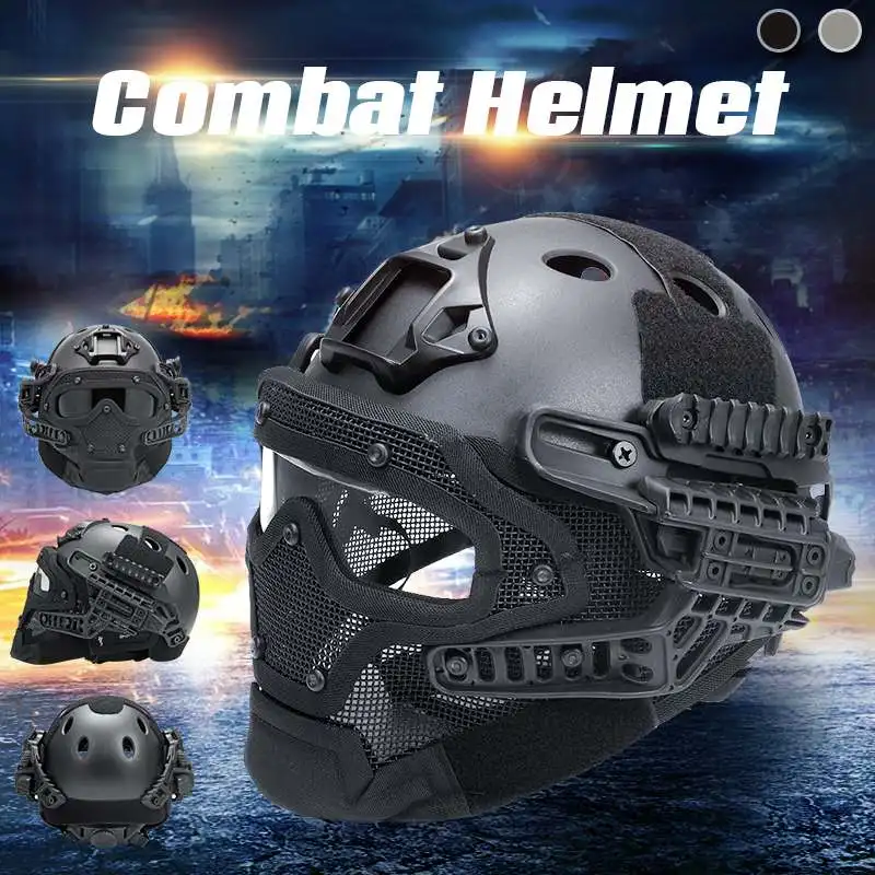 

Military Crashworthy Protective Army Tactical Helmet Sports Accessories Paintball Fullface Protective Face Mask Helmet Black