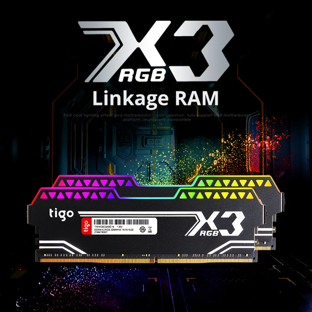 Tigo ram ddr4 8GB X3 игровая память RGB светодиодный светильник PC 3200MHz 3000MHZ для рабочего стола XMP 2,0 Overclock Memoria