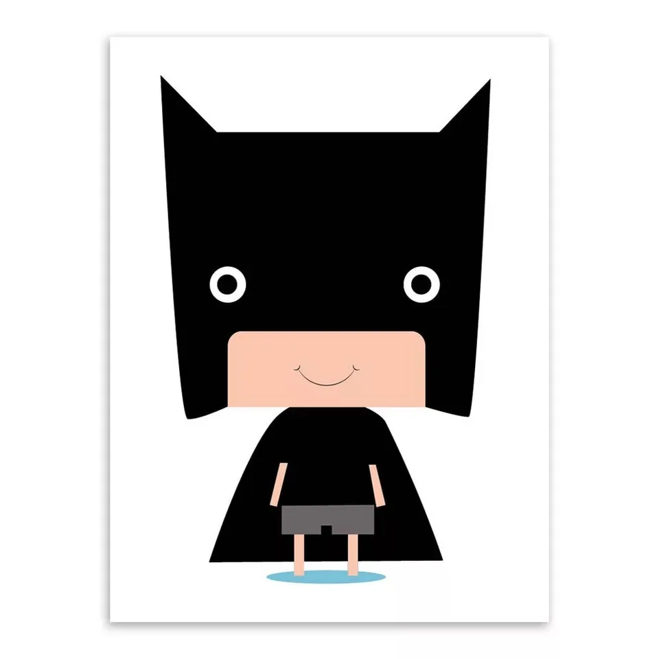 Cartoon Superman Wall Art Nordic Poster Pictures Batman Canvas Painting For Living Room Baby Room Home Decor Print Gift Unframed
