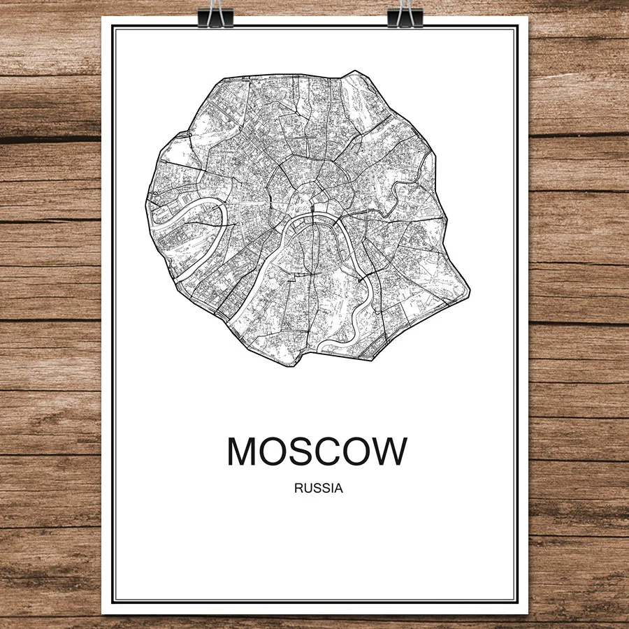 

Moscow Russia Abstract World City Street Map Print Poster Coated Paper Cafe Bar Living Room Home Decor Wall Sticker 42x30cm