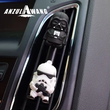 Автомобильный освежитель воздуха ANZULWANG, автомобильный Кондиционер, вентиляционные отверстия, декоративный мультфильм, черный и белый, Звездные войны, автомобильный освежитель воздуха, парфюм
