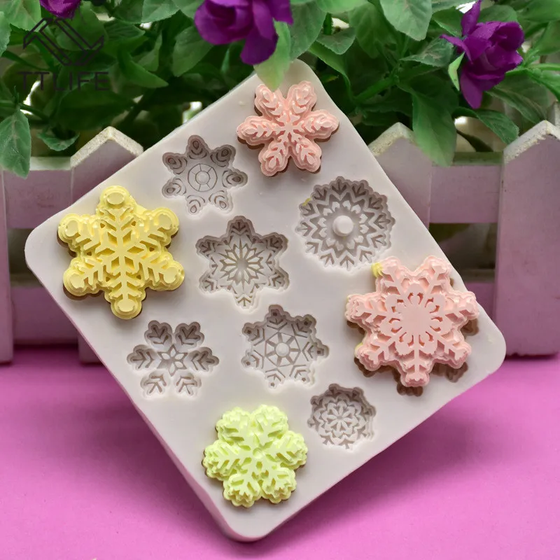 

TTLIFE Snowflake Silicone Mold Square Frame Fondant Cake Decorating Tools Confeitaria Chocolate Template Gumpaste Baking Moulds