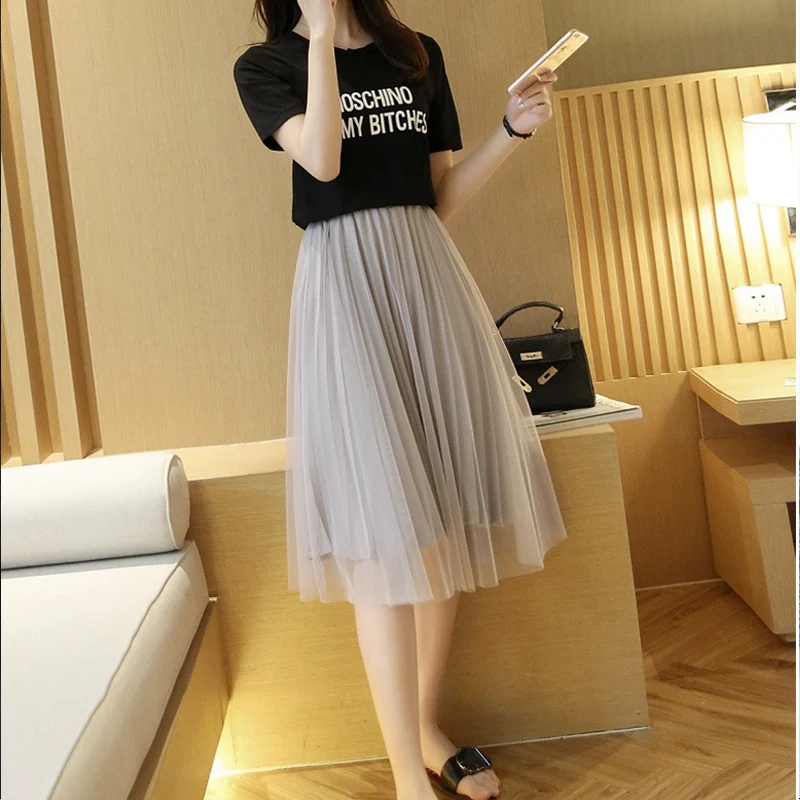 Women Skirt 2017 Summer Long Maxi Mesh Skirt Tulle Skirts Women's Full Skirt Tutu 3 Colors Mujer Falda