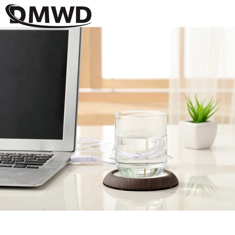 

DMWD Electric USB Cup Warmer Hot Plate Milk Tea Coffee heater portable 5V Metal Heating Pad Mat Warm Wood /Marbled color