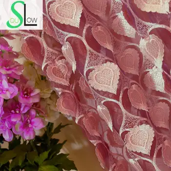 

[Slow Soul] Relief Flower Wedding Room Bedroom Living Window Curtain Yarn Floral Embroidered Pastoral Curtains Tulle Luxury